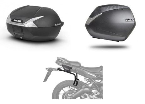 AKCE BENELLI - Sada plastových kufrů SH36+SH47 (černá/bílá) pro BENELLI TRK 702/702X